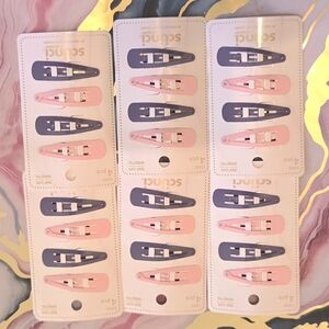 Scunci Pink and Navy Snap Hair Clips - 6 Pack